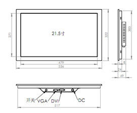 21.5 polegadas TFT Touch Industrial Display Monitors Opcional VGA DVI HDMI Interface
