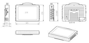 12.1&quot; Monitores industriais sem ventilador Computadores industriais portáteis de liga de alumínio