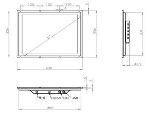 Monitor Industrial Touch Capacitivo Ajustável de 17 polegadas 300 cd/m2