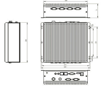 2U Fanless Industrial Embedded Box Computadores PC 4G Memória 64GB Solid State