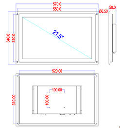 X215R-03 21,5&quot; Display do veículo tela LCD capacitiva de toque Alto brilho Métodos de instalação múltipla